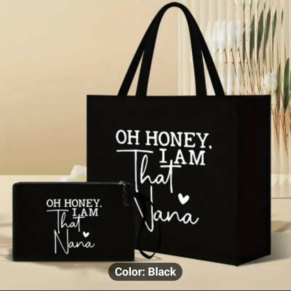 Black Tote and Pouch Set - Oh Honey, I Am That Nana - Picture 3 of 3